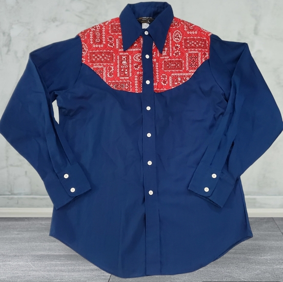 jcpenney Shirts Vintage 7s Western Cowboy Buttons Up Shirt By Jcpenney Quilted Shoulder Size